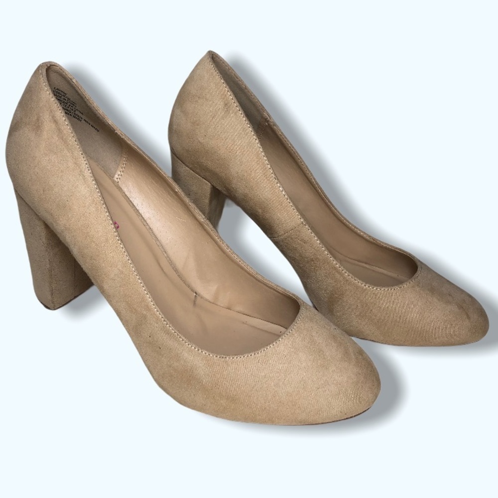 JustFab Tan Suede Block Heel Sz 9